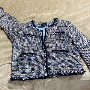 J. Crew Colorful Tweed Jacket with Black Accents